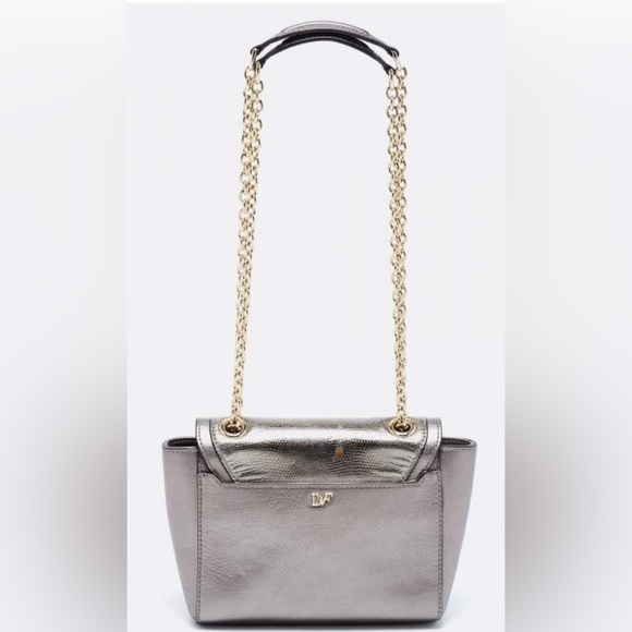 Diane Von Furstenberg Gray Leather Chain Shoulder Crossbody Handbag - Picture 3 of 16